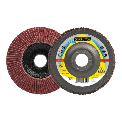 Klingspor Disque abrasif à lamelles SMT 974 125x22,23mm convexe K80 Corindon céramique K80