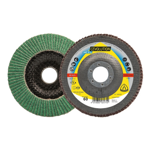 Klingspor Disque abrasif à lamelles SMT 976 125x22,23mm convexe K40 Corindon céramique K40