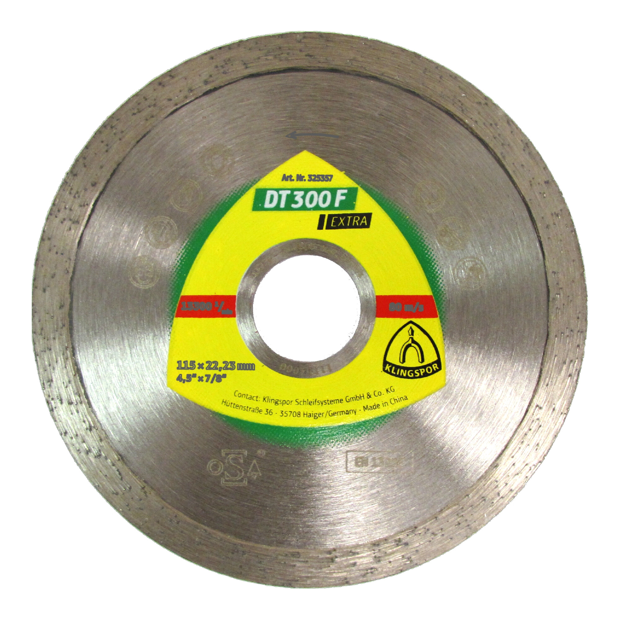 Klingspor DT 300 F Diamanttrennscheiben, 115 x 1,6 x 22,23 mm 1,6 x 7 mm, geschlossener Rand