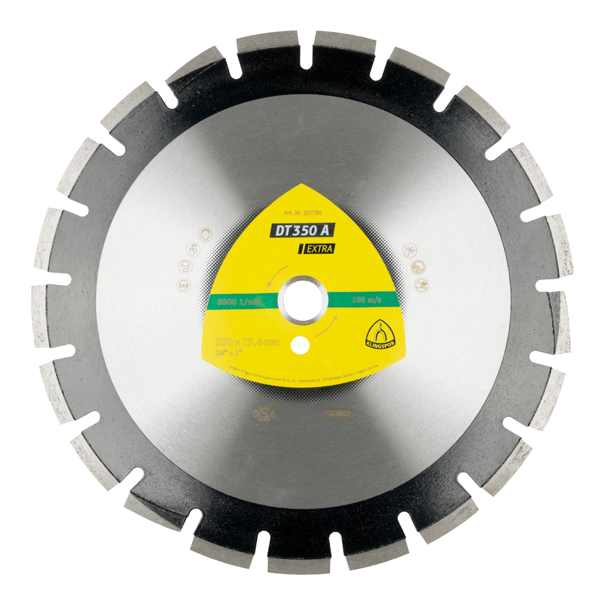 Klingspor DT 350 A Diamanttrennscheiben, 400 x 3,6 x 20 mm 24 Segmente 40 x 3,6 x 10 mm, Weitverzahnt