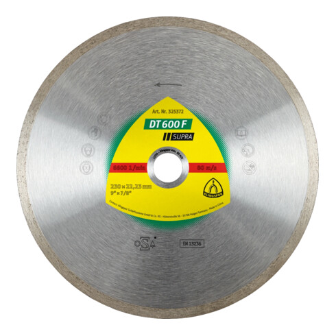 Klingspor DT 600 F Diamanttrennscheiben, 230 x 1,9 x 22,23 mm 1,9 x 7 mm, geschlossener Rand