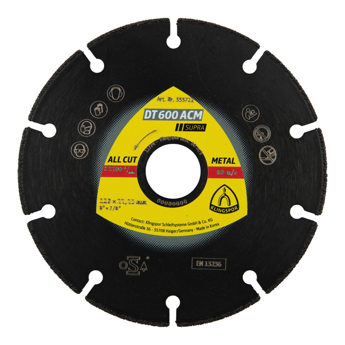 Klingspor DT 600ACM Diamanttrennscheiben 230 x 1,6 x 22,23 mm 16 Segmente 42 x 1,6 x 1,8 mm VG - Vakuumgelötet