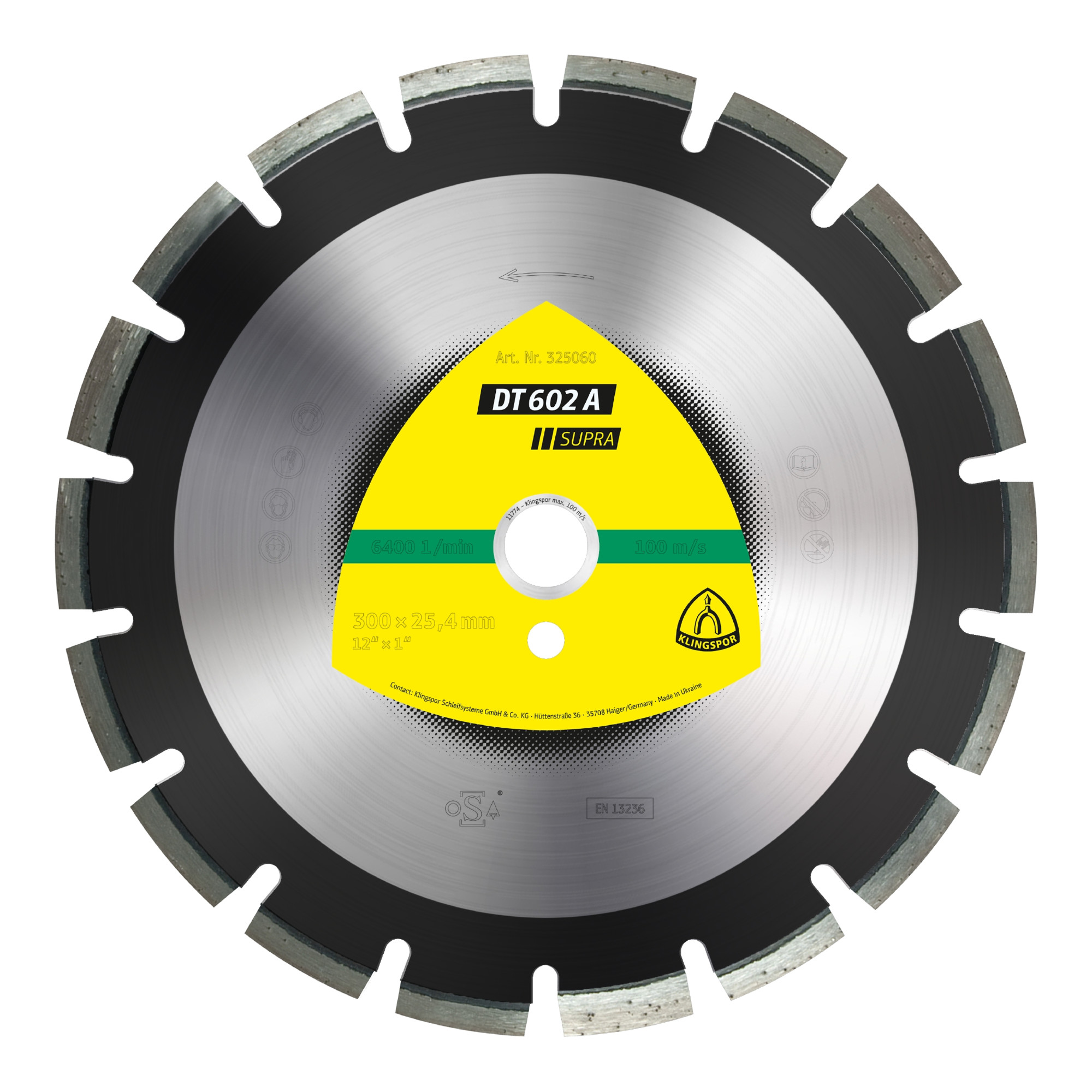 Klingspor DT 602 A Diamanttrennscheiben 450 x 3,7 x 25,4 mm 25 Segmente 40 x 3,7 x 10 mm Weitverzahnt