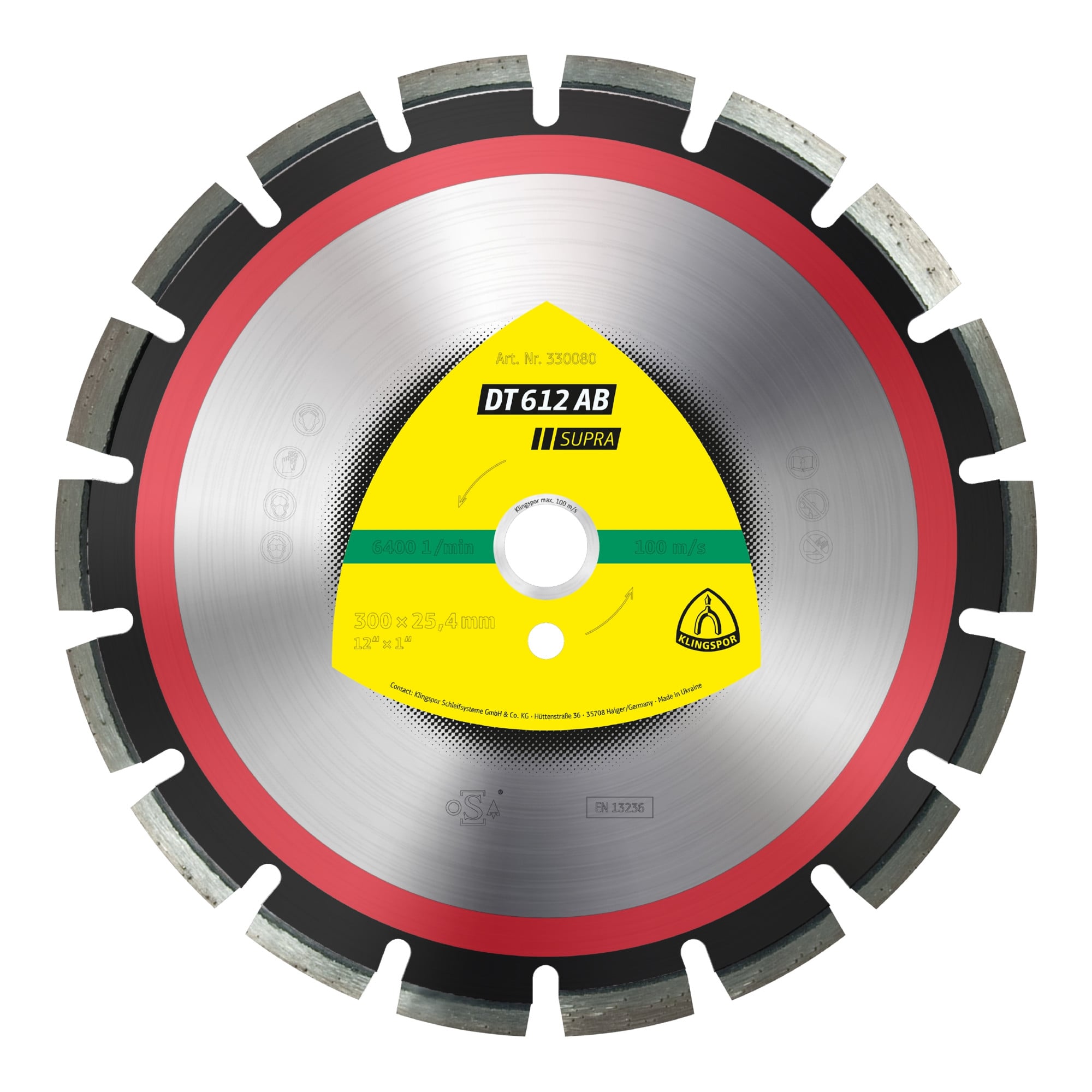 Klingspor DT 612 AB Diamanttrennscheiben 450 x 3,7 x 25,4 mm 25 Segmente 40 x 3,7 x 10 mm Weitverzahnt