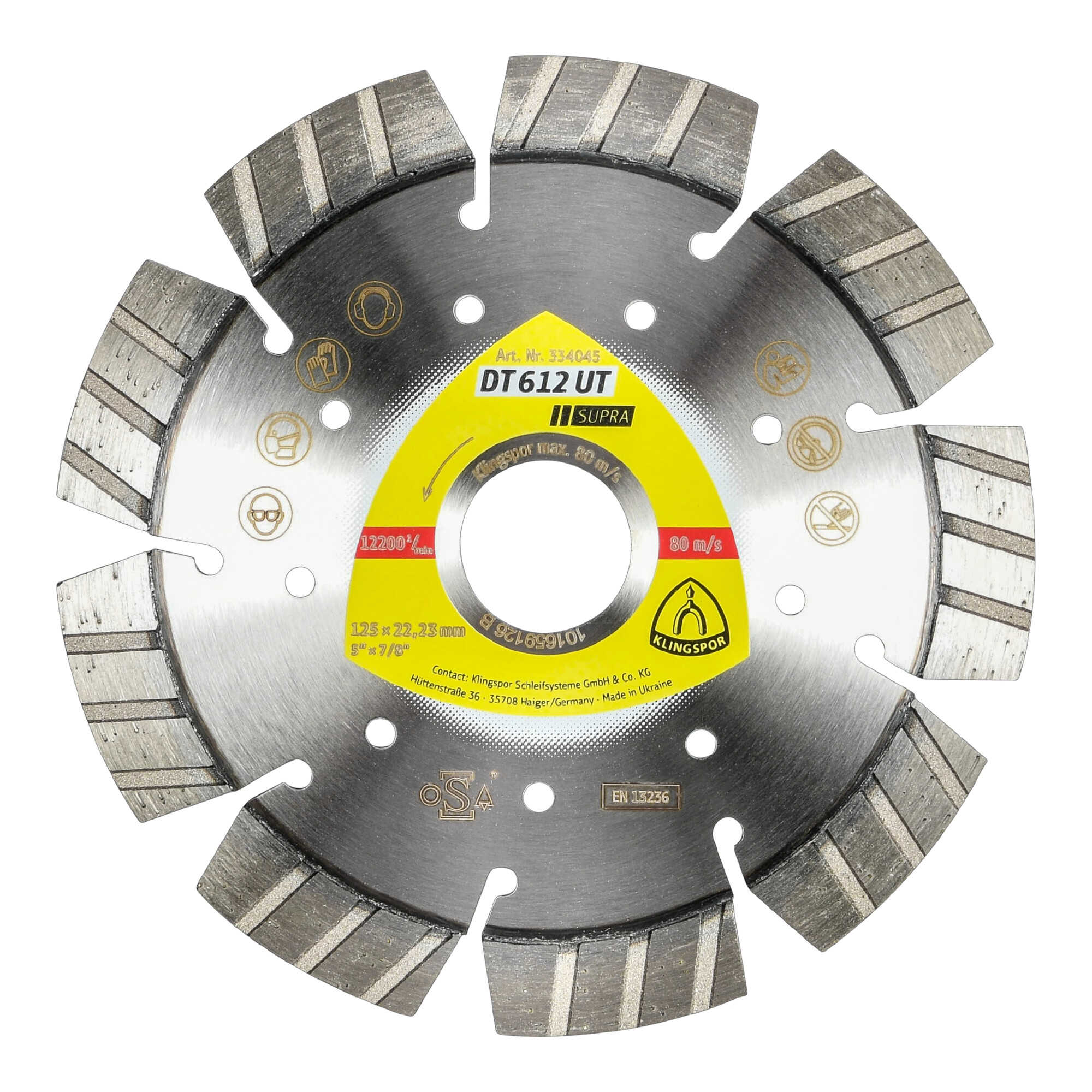 Klingspor DT 612 UT Diamanttrennscheiben 125 x 2,4 x 22,23 mm 9 Segmente 33 x 2,4 x 12 mm Standard Turbo
