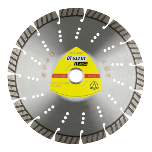 Klingspor DT 612 UT Diamanttrennscheiben 180 x 2,6 x 22,23 mm 11 Segmente 42 x 2,6 x 12 mm Standard Turbo