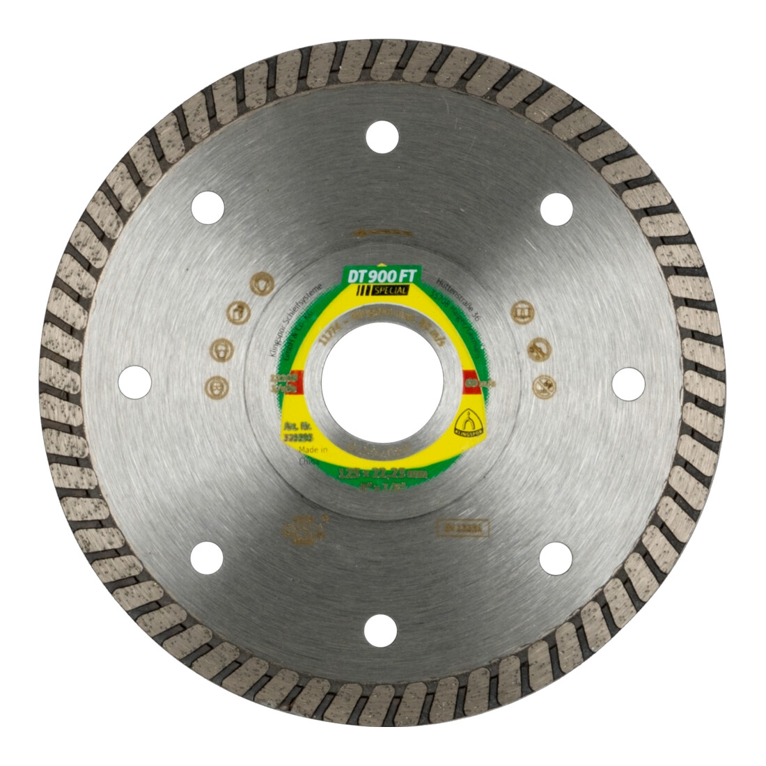 Klingspor Diamanttrennscheibe DT 900 FT Special für Winkelschleifer für Feinsteinzeug, Kacheln, Ofenkacheln, glasiert, Granit