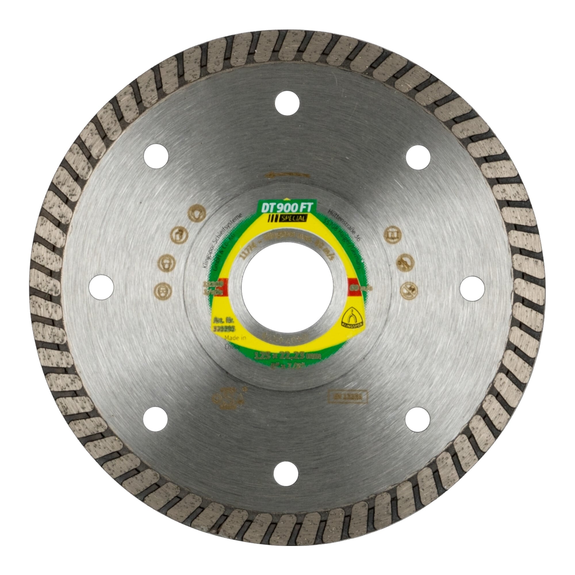 Klingspor DT 900 FT Diamanttrennscheiben, 115 x 1,4 x 22,23 mm 1,4 x 7,5 mm, geschlossener Rand Turbo