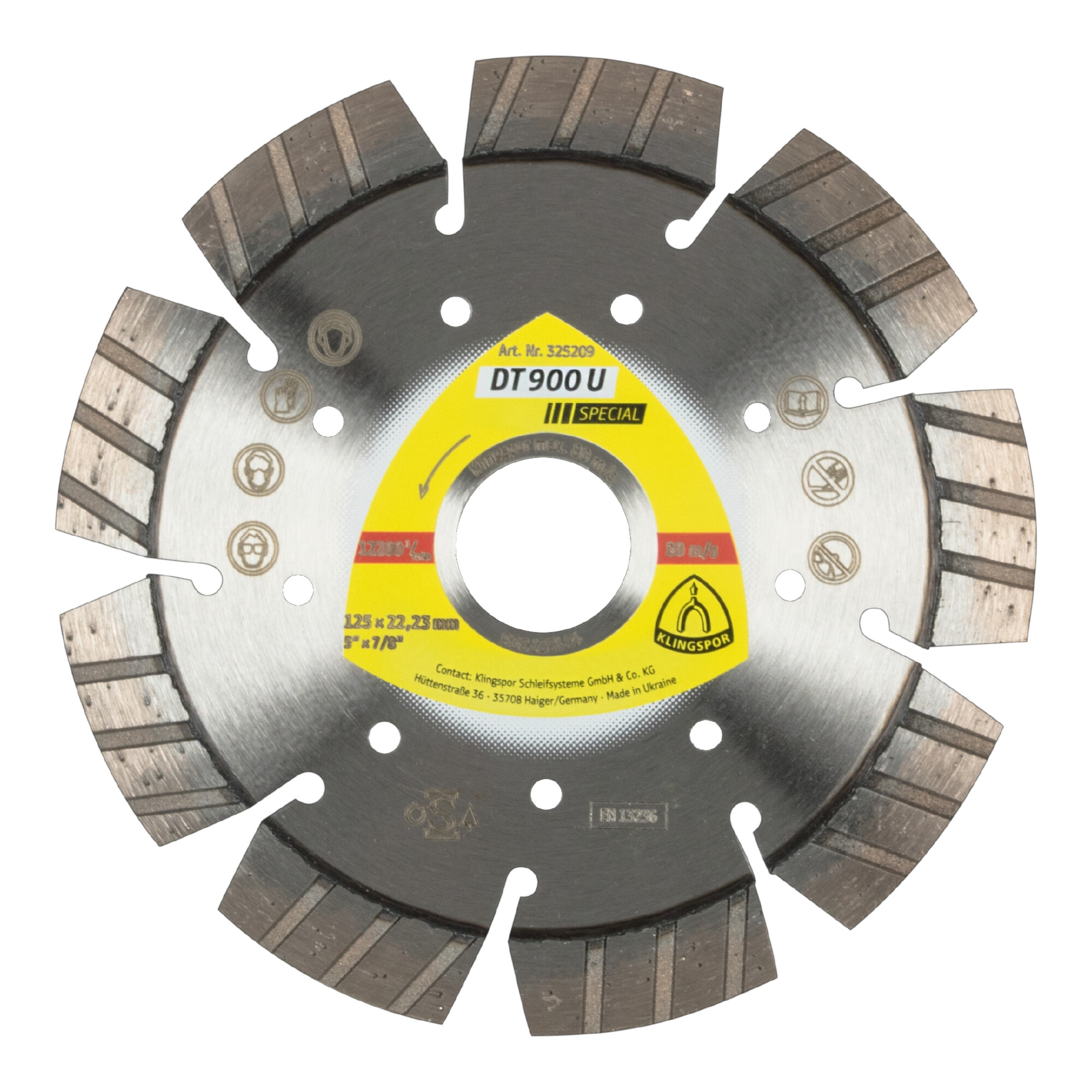 Klingspor DT 900 U Diamanttrennscheiben, 125 x 2,4 x 22,23 mm 9 Segmente 33 x 2,4 x 12 mm, Standard Turbo