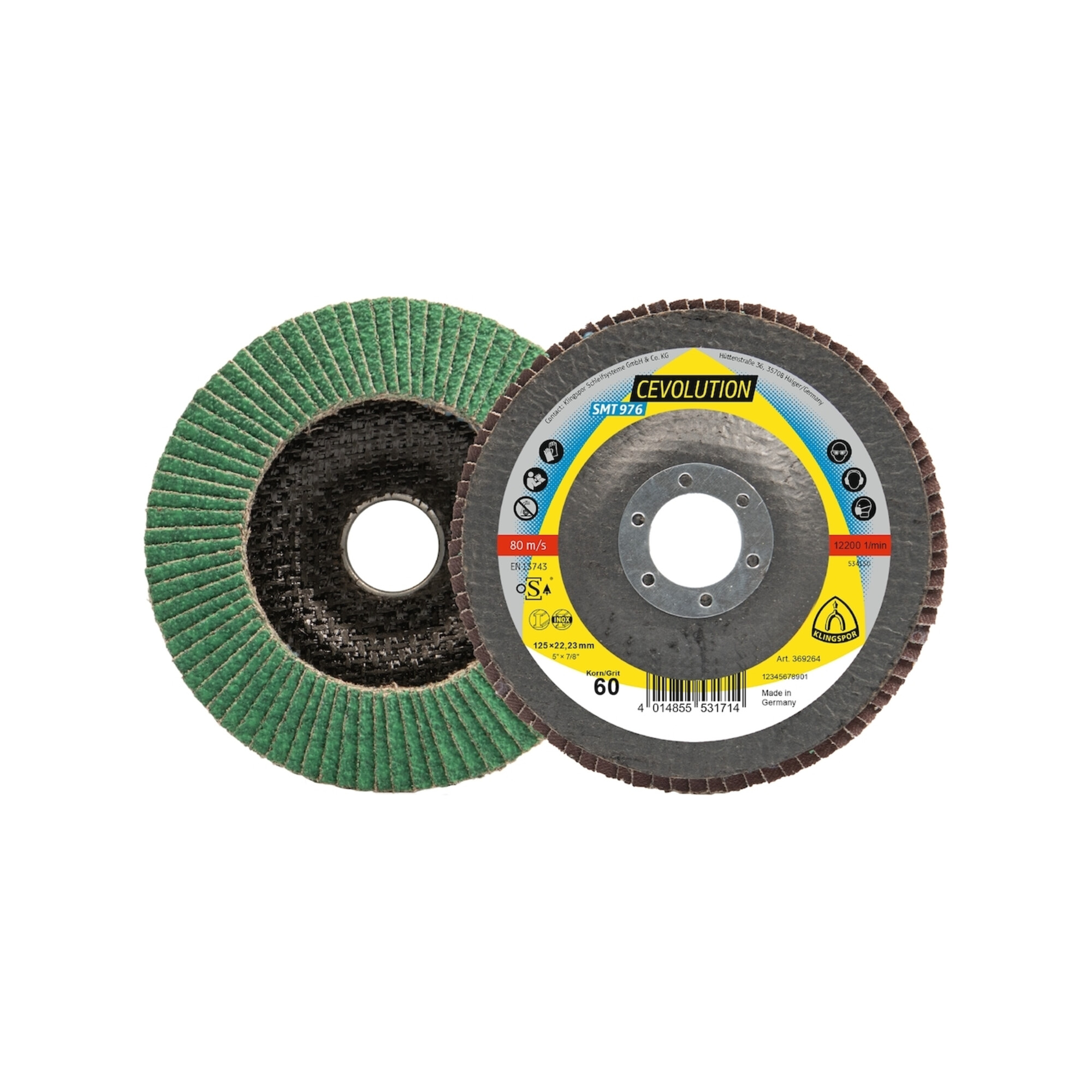 Klingspor Fächerschleifscheibe SMT 976 125x22,23mm gewölbt K80 Keramikkorund K80
