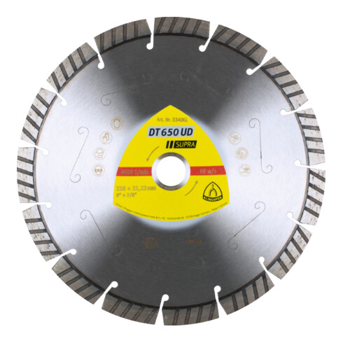 Klingspor Lame diamantate DT 650 UD, 230x2,6x22,23mm, 15 segmenti 42x2,6x12mm, Standard"turbo"