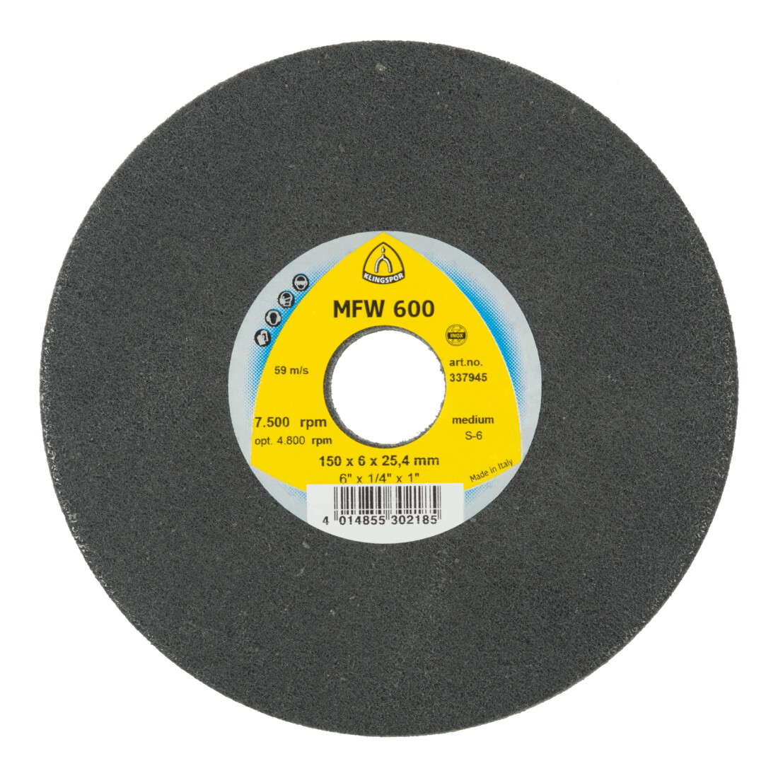 Klingspor MFW 600 Kompaktscheiben, 125 x 6 x 22 mm Fine Siliziumkarbid, grau