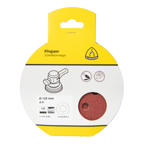 Klingspor PS 18 EK Scheiben kletthaftend, Lochform GLS5, SB-verpackt im Reiter