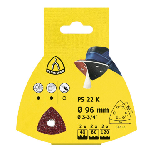 Klingspor PS 22 K Scheiben kletthaftend, Lochform GLS15, SB-verpackt im Reiter