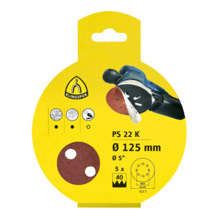 Klingspor PS 22 K Schleifmittel (Set) kletthaftend, 150 mm Lochform GLS51, SB-verpackt im Reiter