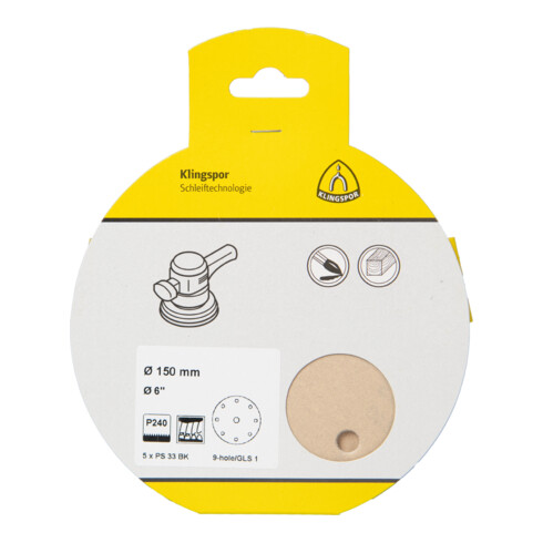 Klingspor PS 33 BK Scheiben kletthaftend, Lochform GLS1, SB-verpackt im Reiter