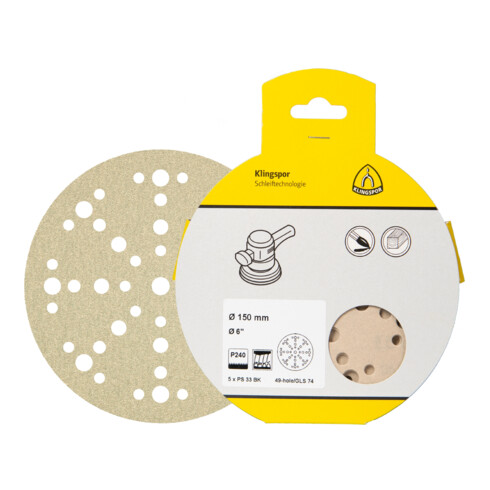 Klingspor PS 33 BK Scheiben kletthaftend, Lochform GLS51, SB-verpackt im Reiter