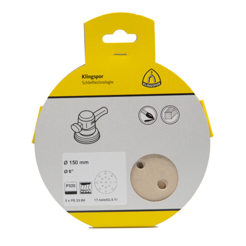 Klingspor PS 33 BK Scheiben kletthaftend, Lochform GLS51, SB-verpackt im Reiter