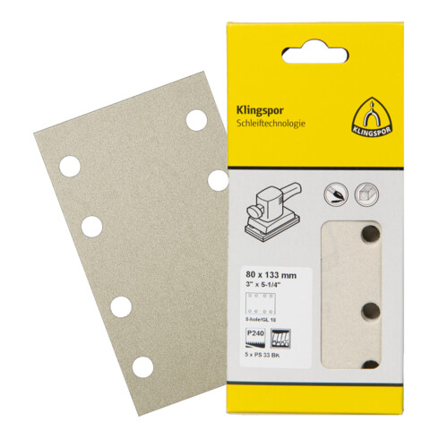 Klingspor PS 33 BK Streifen kletthaftend, 70 x 125 mm ohne Loch, SB-verpackt im Reiter