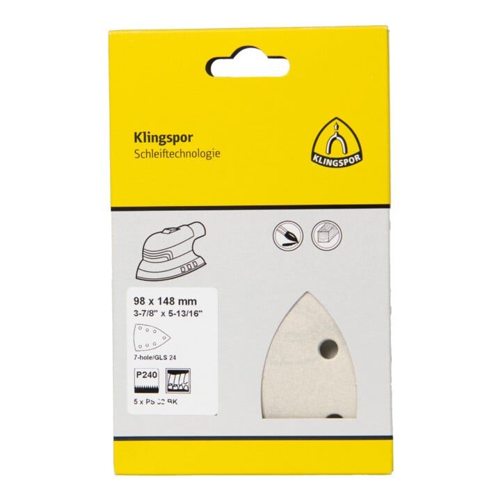 Klingspor PS 33 BK Streifen kletthaftend, 98 x 148 mm Korn 320 Lochform GLS24, SB-verpackt im Reiter