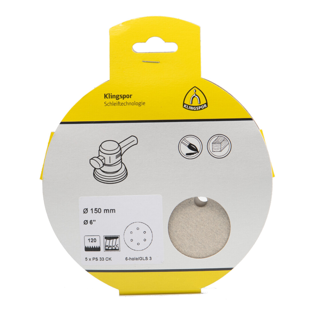 Klingspor PS 33 CK Scheiben kletthaftend, 150 mm Korn 80 Lochform GLS3, SB-verpackt im Reiter