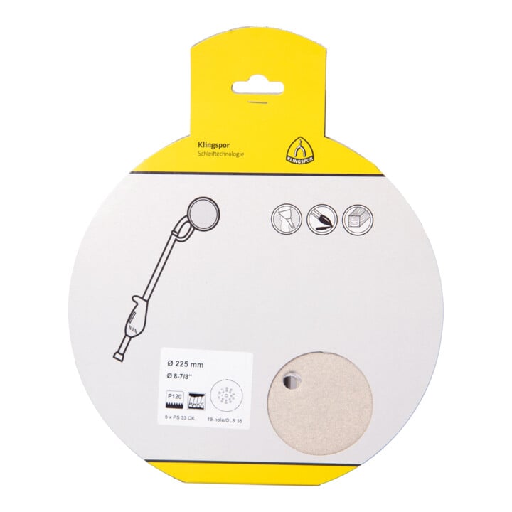 Klingspor PS 33 CK Scheiben kletthaftend, 225 mm Korn 80 Lochform GLS55, SB-verpackt im Reiter