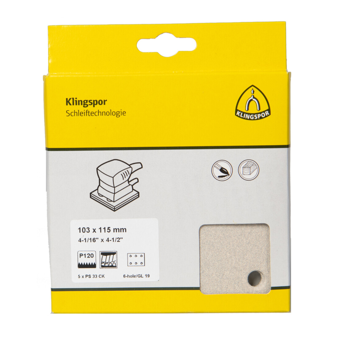 Klingspor PS 33 CK Streifen kletthaftend, 103 x 115 mm Korn 80 Lochform GL19, SB-verpackt im Reiter