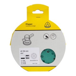 Klingspor PS 77 CK Schleifmittel (Set), 150 mm Lochform GLS74, SB-verpackt im Reiter