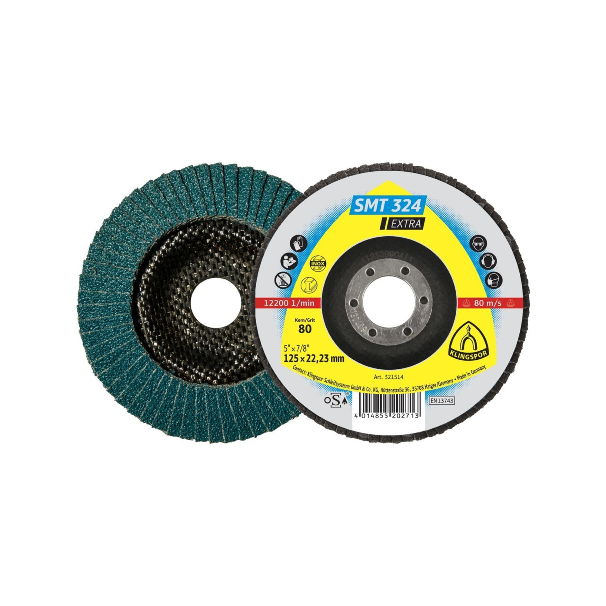 Klingspor Schleifmopteller SMT 324 125mm K 80 gekröpft