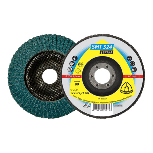 Klingspor SMT 324 Schleifmopteller, 125 x 22,23 mm Korn 80 gewölbt