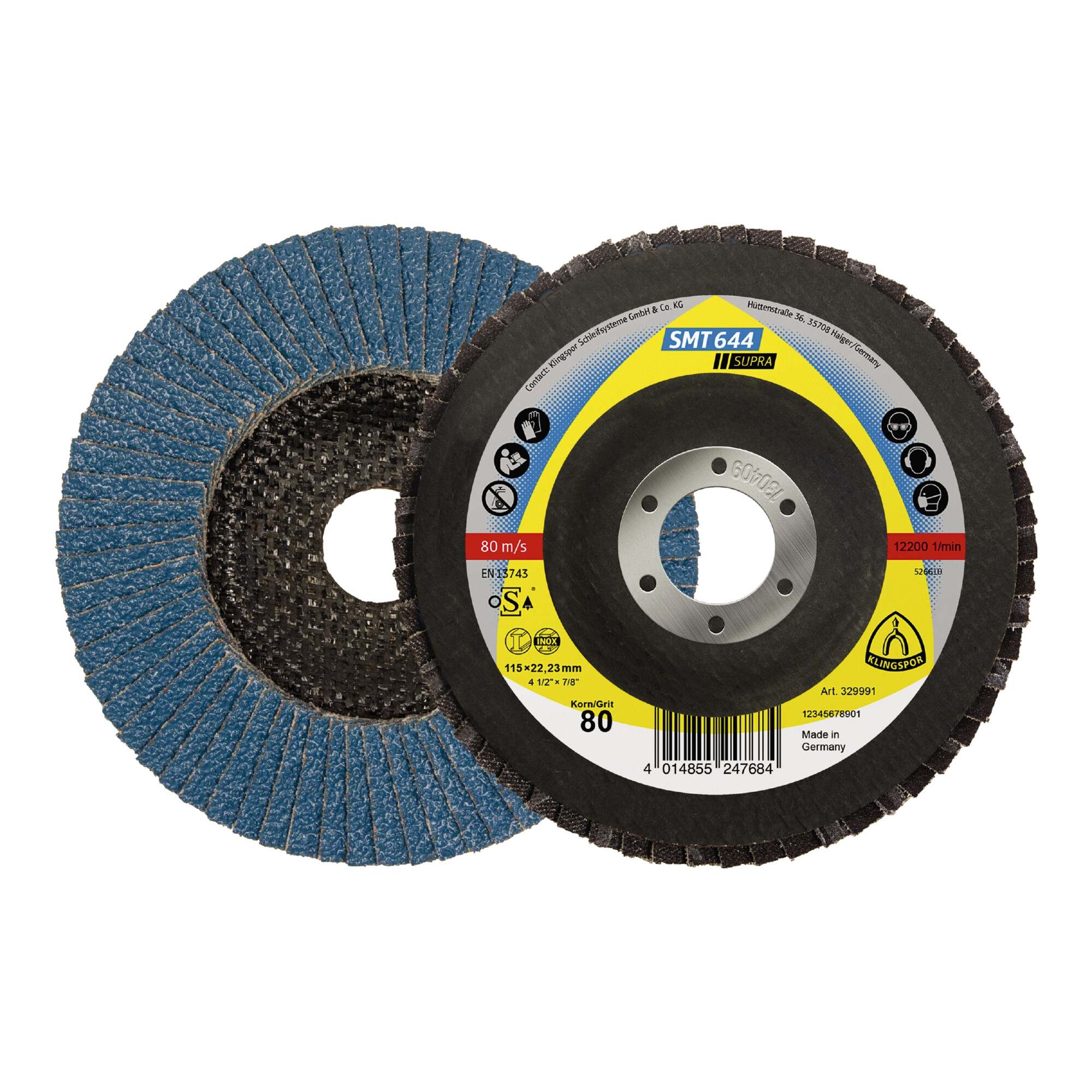 Klingspor SMT 644 Schleifmopteller, 125 x 22,23 mm Korn 120 gewölbt
