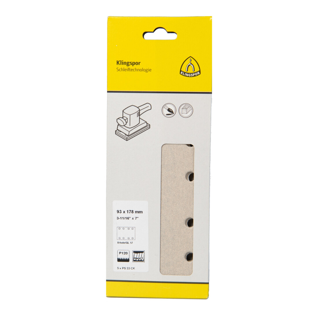 Klingspor Strisce auto aggrappante PS 33 CK, 93x178mm, grana 60, tipologia di foratura GL17, Hobbistica-confez. retail