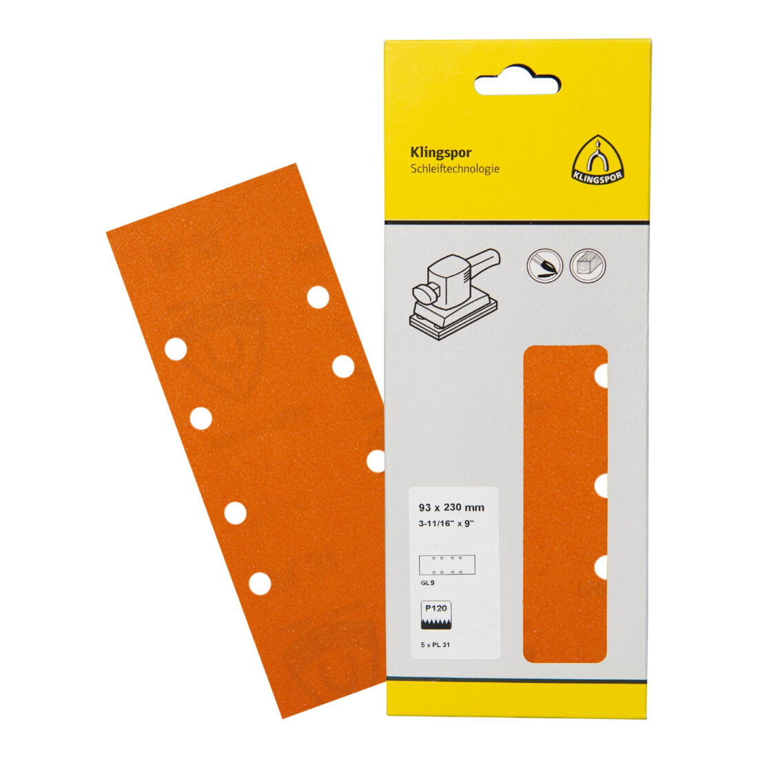 Klingspor Strisce PL 31 B, 93x230mm, grana 80, tipologia di foratura GL9, Hobbistica-confez. retail
