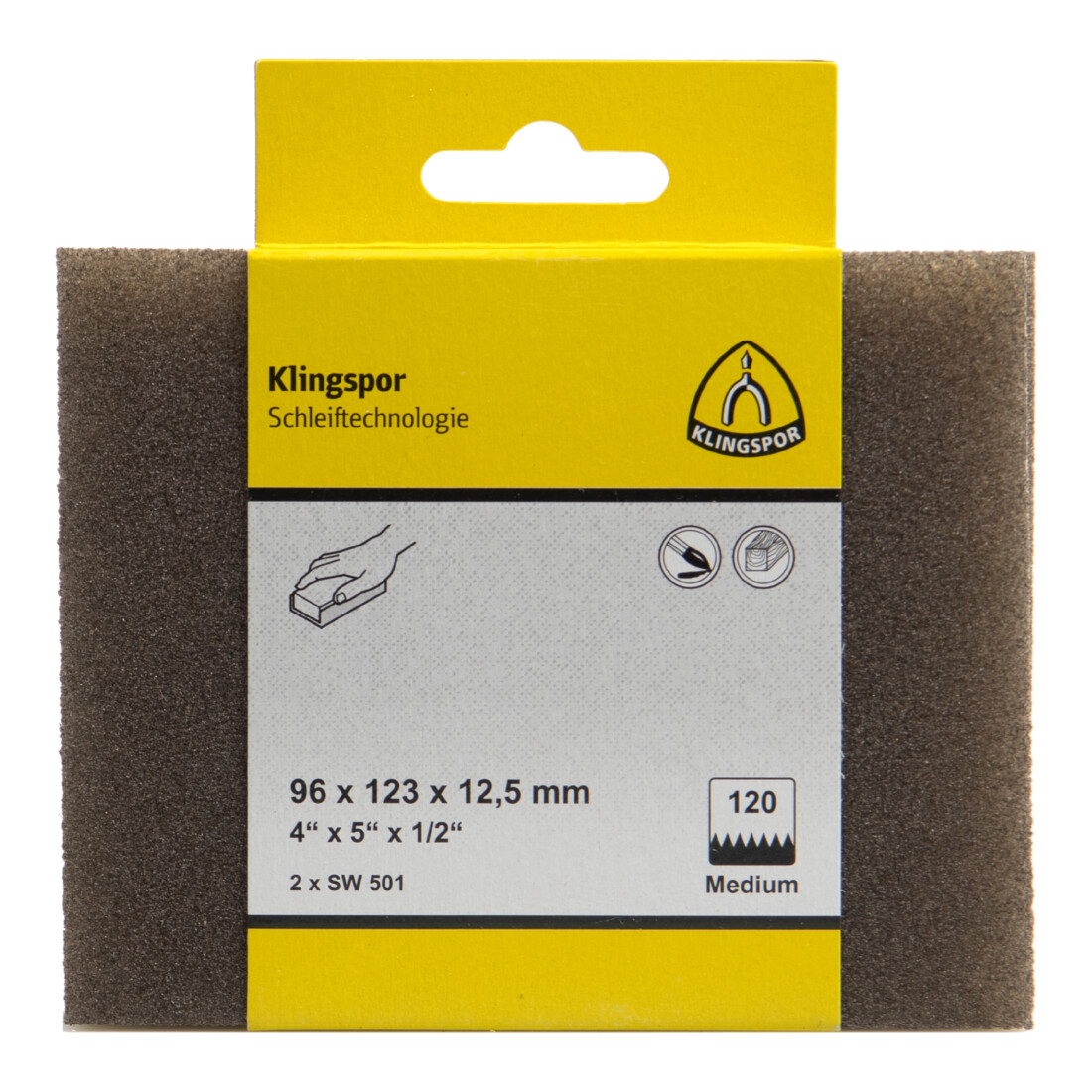 Klingspor SW 501 Schleifschwämme, Korund 96 x 123 mm SB-verpackt im Reiter