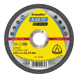 Klingspor Trennscheibe A 60 TZ, LxBxH 125X1X22,23, GER, Special