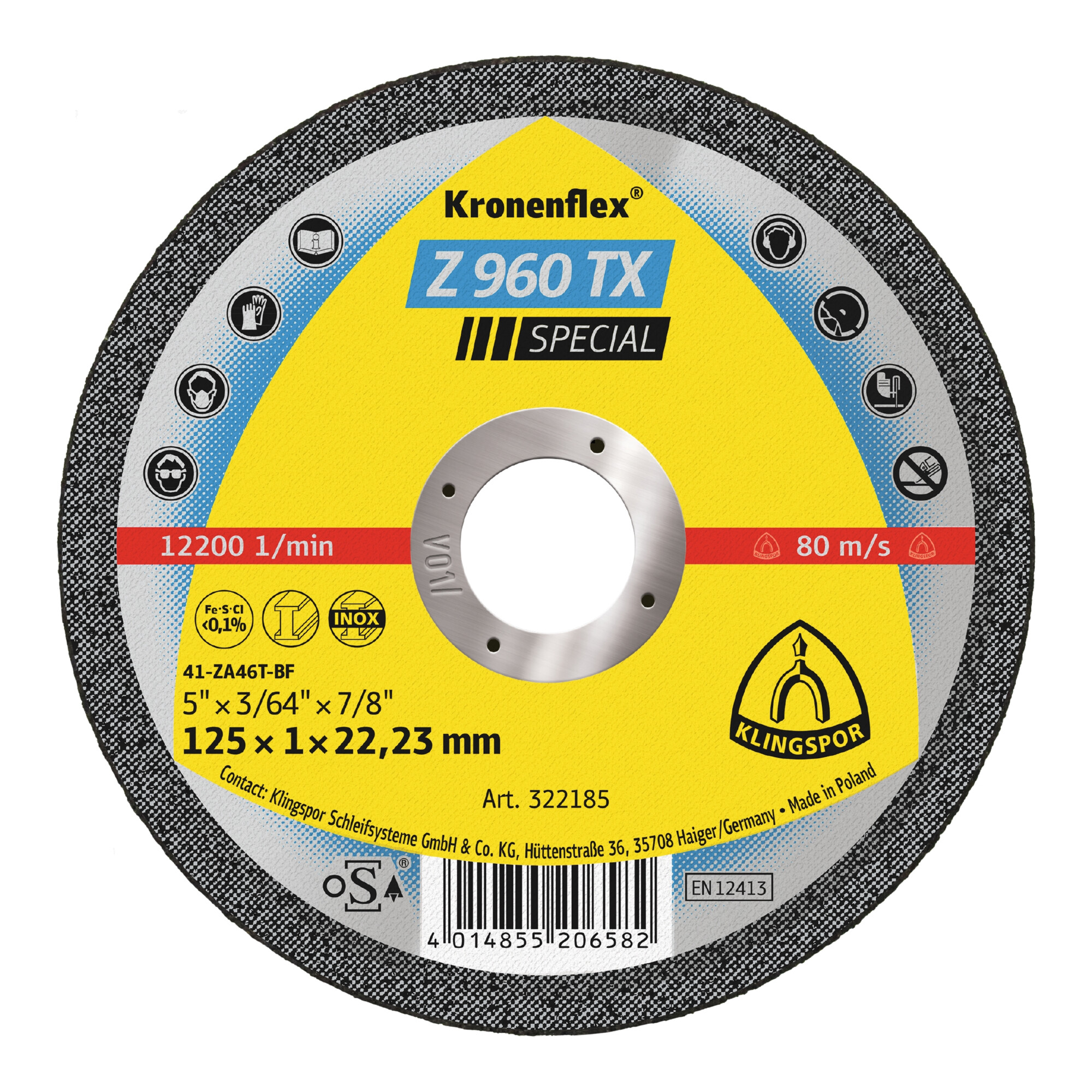 Klingspor Z 960 TX Trennscheiben, Zirkon 125 x 1 x 22,23 mm gerade