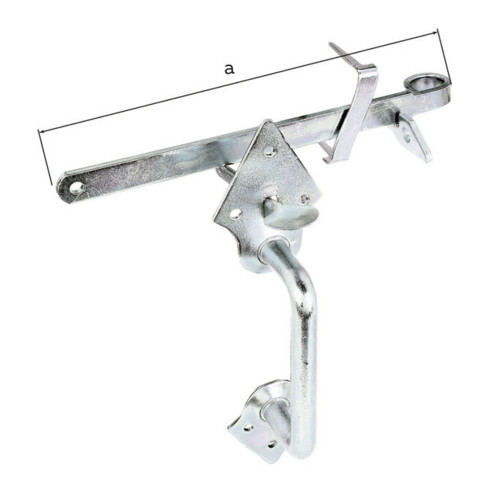 Klinkenset 260mm galvanisch,gelb verz.f.Flechtzaun- u.leichte Holztore GAH
