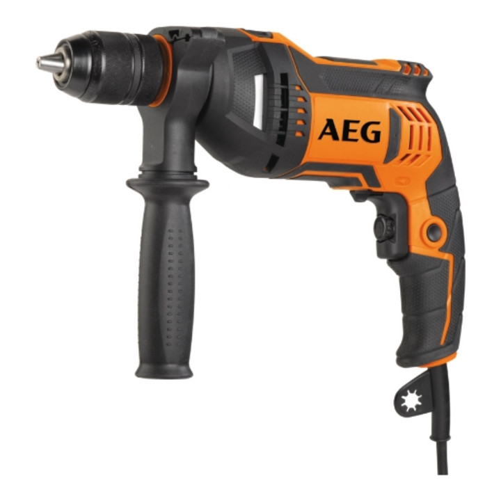 Klopboormachine AEG 705 W SBE 705 RE, draaimoment 25 Nm, incl. 13 mm metalen snelspanboorhouder, extra handgreep en boordiepteaanslag, 4m netsnoer in gereedschapstas