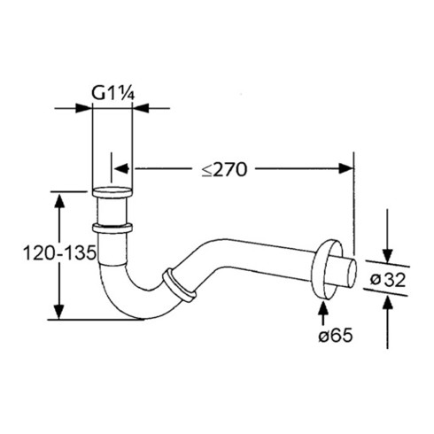 Kludi Bidet-Röhren-Geruchverschluss G 1 1/4" x 32 mm chrom