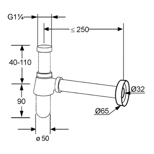 Kludi Flaschen-Geruchverschluss G 1 1/4" x 32 mm chrom