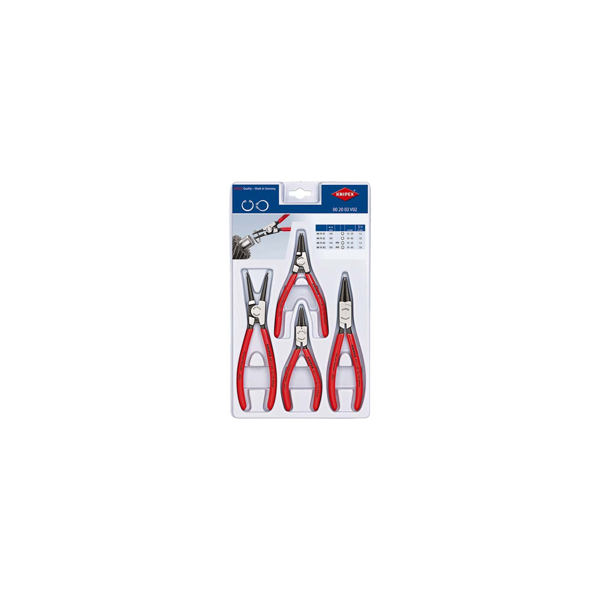 KNIPEX 00 20 03 V02 Sicherungsringzangen-Set 4-teilig