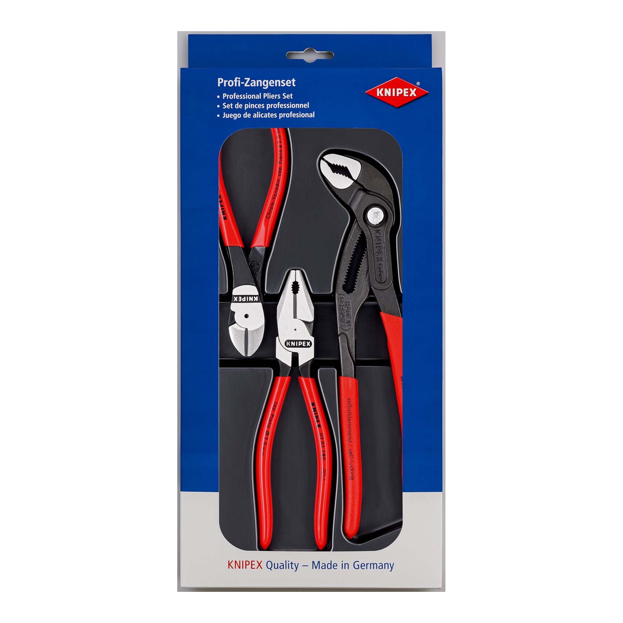 KNIPEX 00 20 10 Kraft-Paket 1x 02 01 180, 1x 87 01 250, 1x 74 01 160