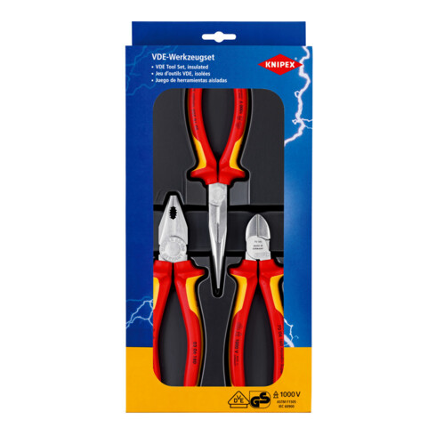 KNIPEX 00 20 12 Elektro-Paket 1 x 03 06 180, 1 x 26 16 200, 1 x 70 06 160