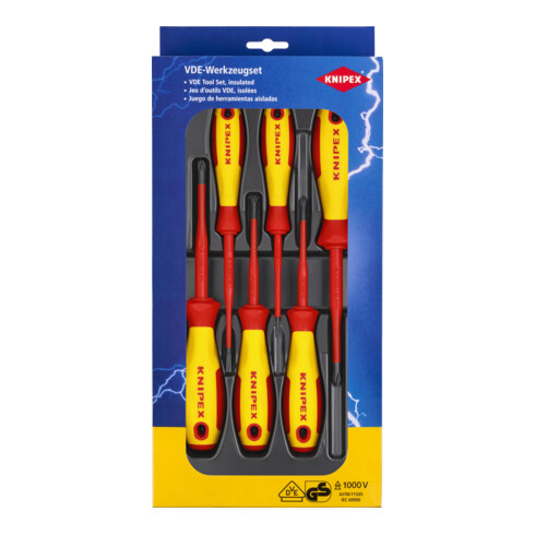 KNIPEX 00 20 12 V04 VDE schroevendraaierset Gegroefde schroevendraaiers / Phillips® / Pozidriv® 370 mm