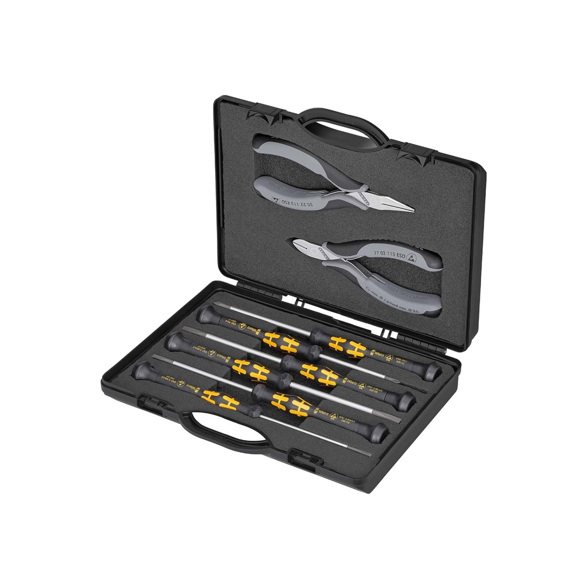 KNIPEX 00 20 18 ESD Elektronikzangen-Set mit Werkzeugen für Arbeiten an elektronischen Bauteilen 5-teilig 200 mm