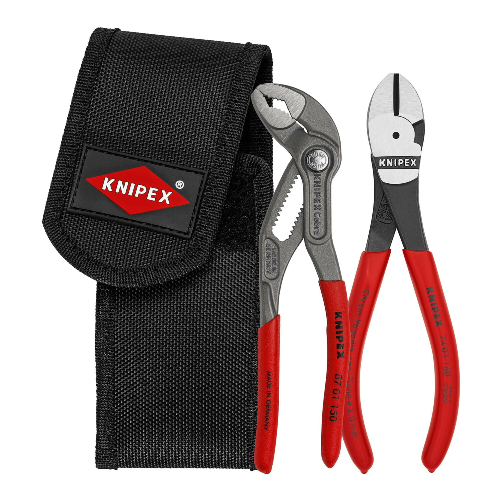 KNIPEX 00 20 72 V02 Mini-Zangenset in Werkzeuggürteltasche 1 x 87 01 150, 1 x 74 01 160 160 mm