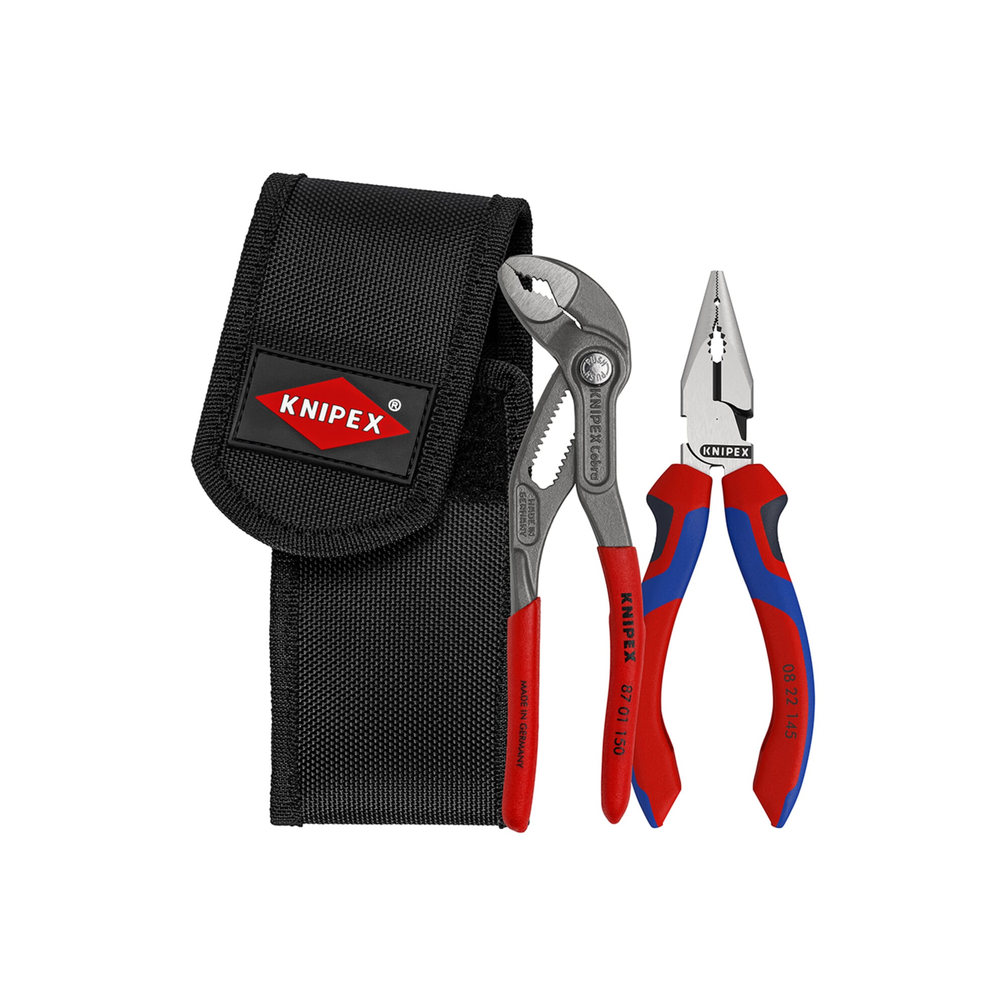 KNIPEX 00 20 72 V06 Mini-Zangenset in Werkzeuggürteltasche 1 x 08 22 145, 1 x 87 01 150 160 mm