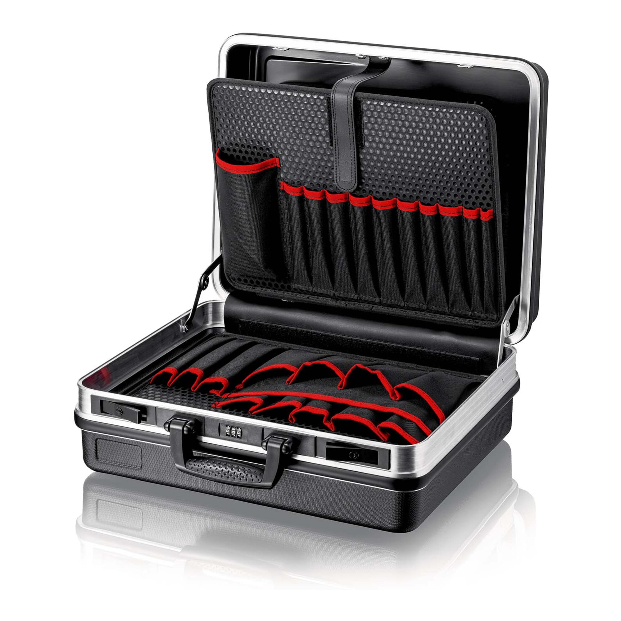 KNIPEX Werkzeugkoffer Basic, Größe L, verschiedene Werkzeuge wie Zangen, Schraubendrehern oder Messern, 00 21 05 LE
