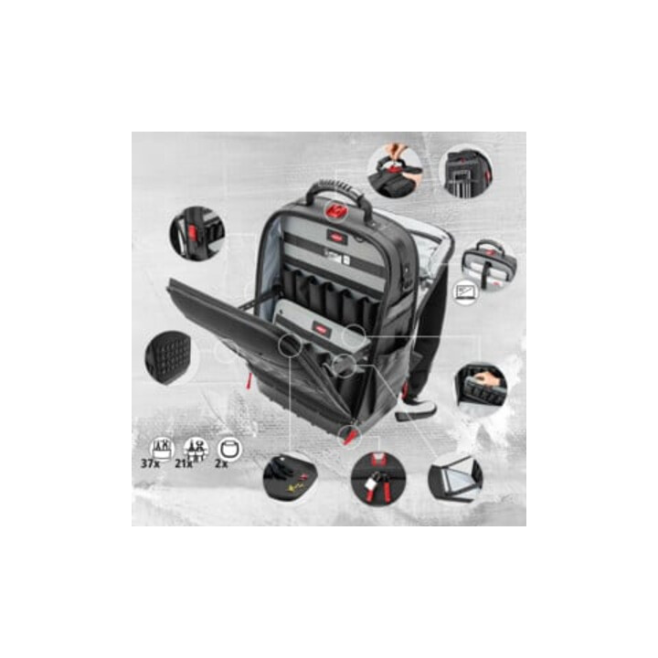 KNIPEX 00 21 50 E Werkzeugrucksack Modular X18 Elektro 22-teilig 530 mm