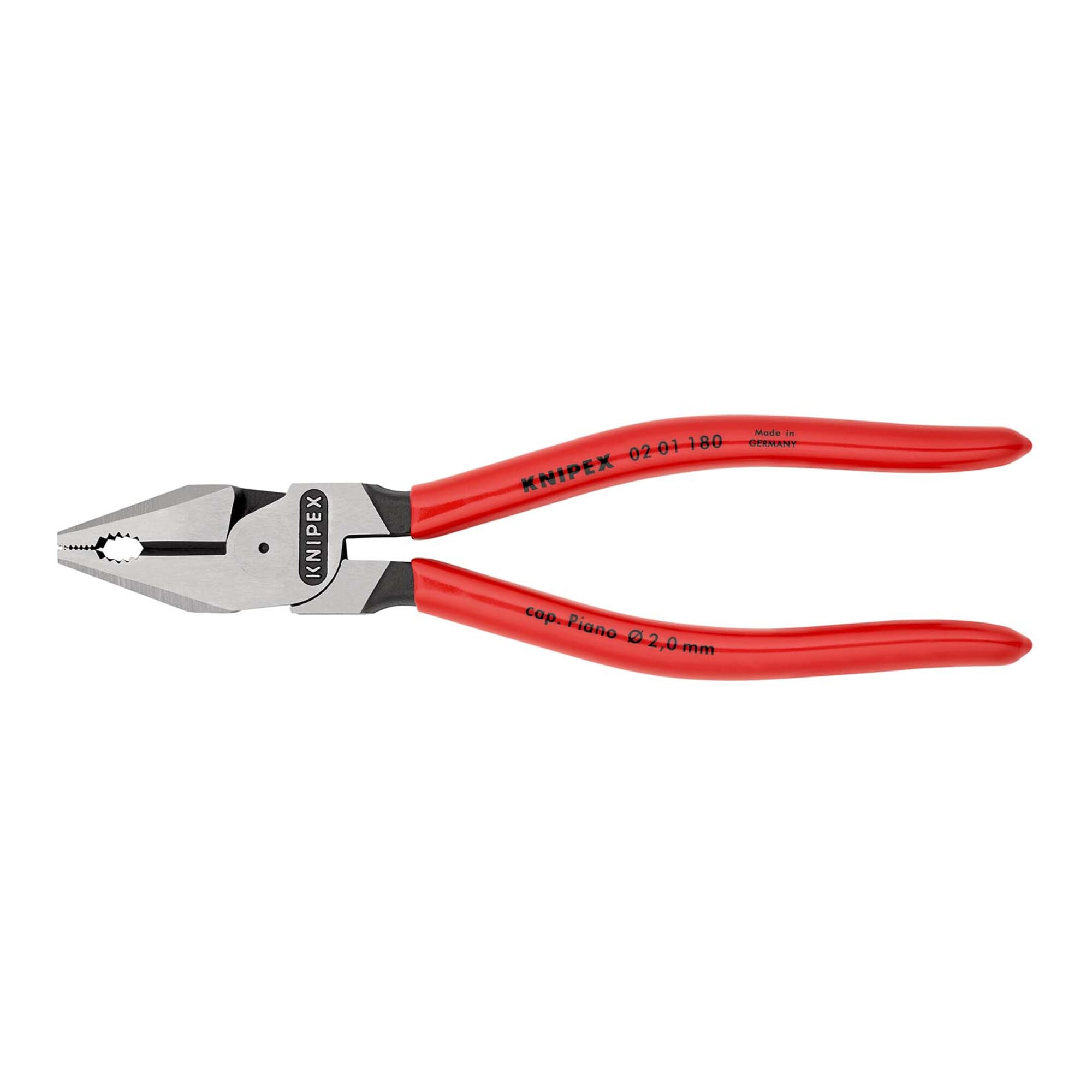 KNIPEX 02 01 180 Kraft-Kombizange mit Kunststoff überzogen schwarz atramentiert 180 mm